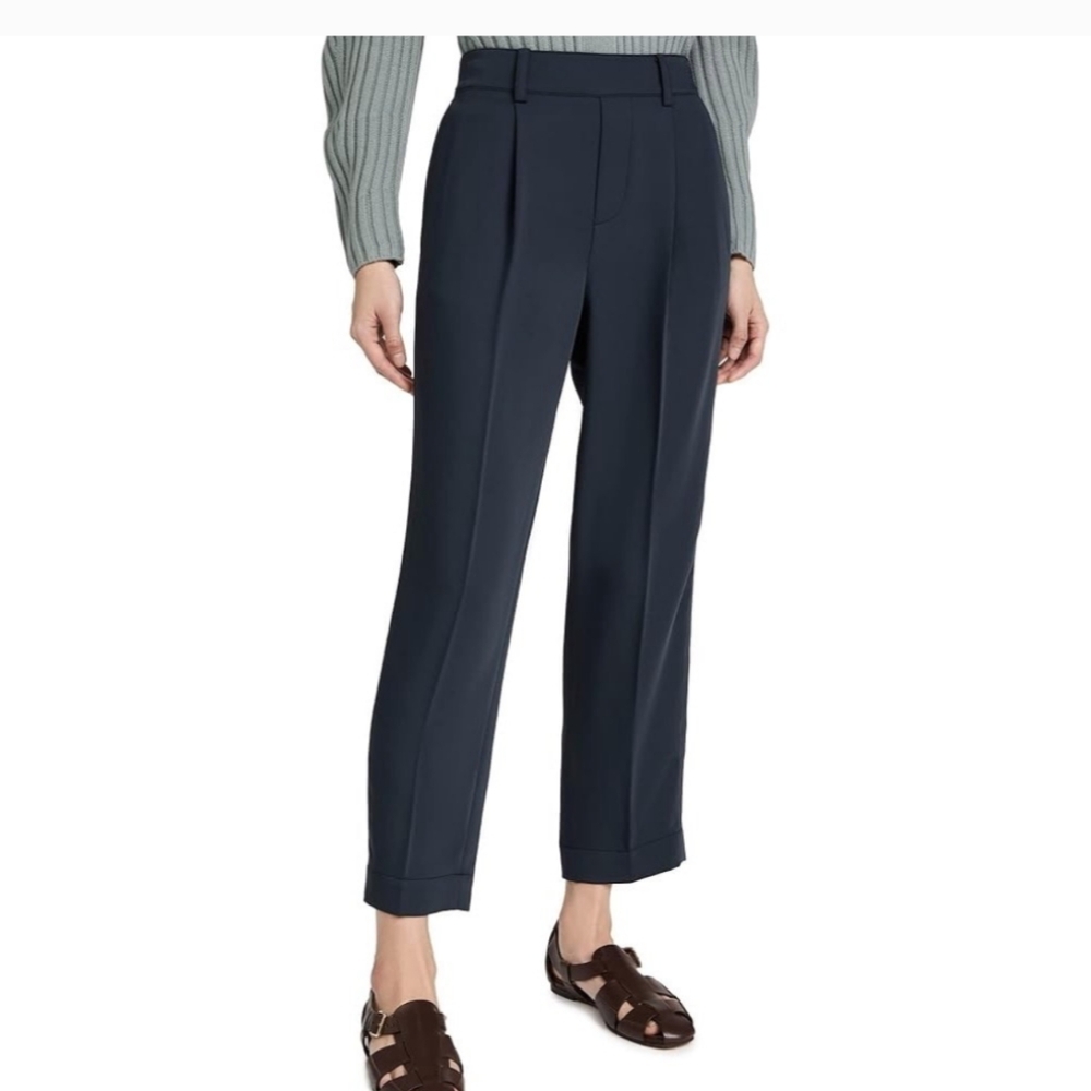Vince Crepe Tailored Straight-Leg‎ Pant Size 10 Blue